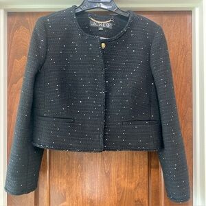 J. Crew Louisa lady jacket in sequin tweed in black Sz 6 runs small